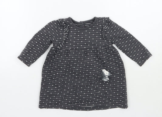 George Girls Grey Polka Dot  Basic T-Shirt Size 6-9 Months