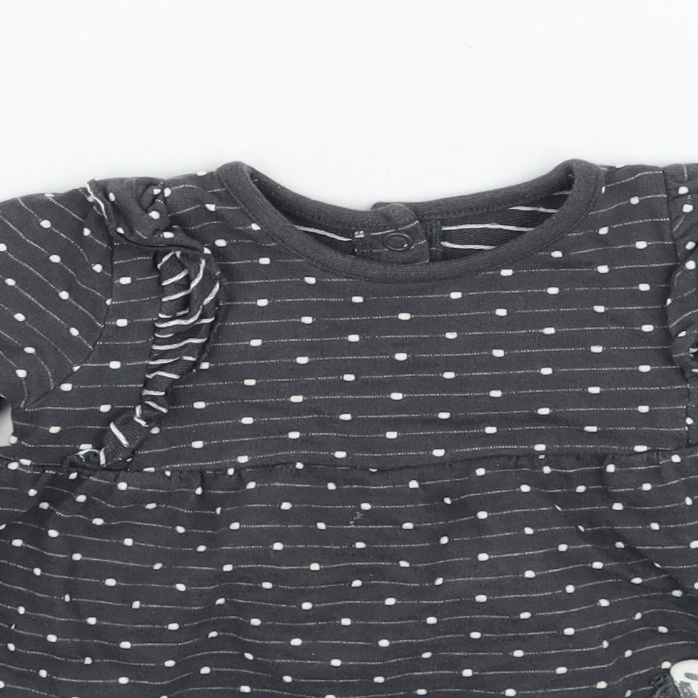 George Girls Grey Polka Dot  Basic T-Shirt Size 6-9 Months