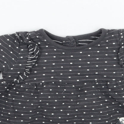 George Girls Grey Polka Dot  Basic T-Shirt Size 6-9 Months