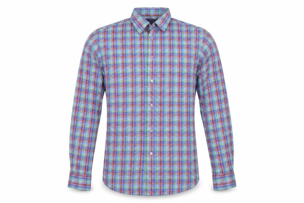 Roundtree & Yorke Mens Multicoloured Check   Button-Up Size M