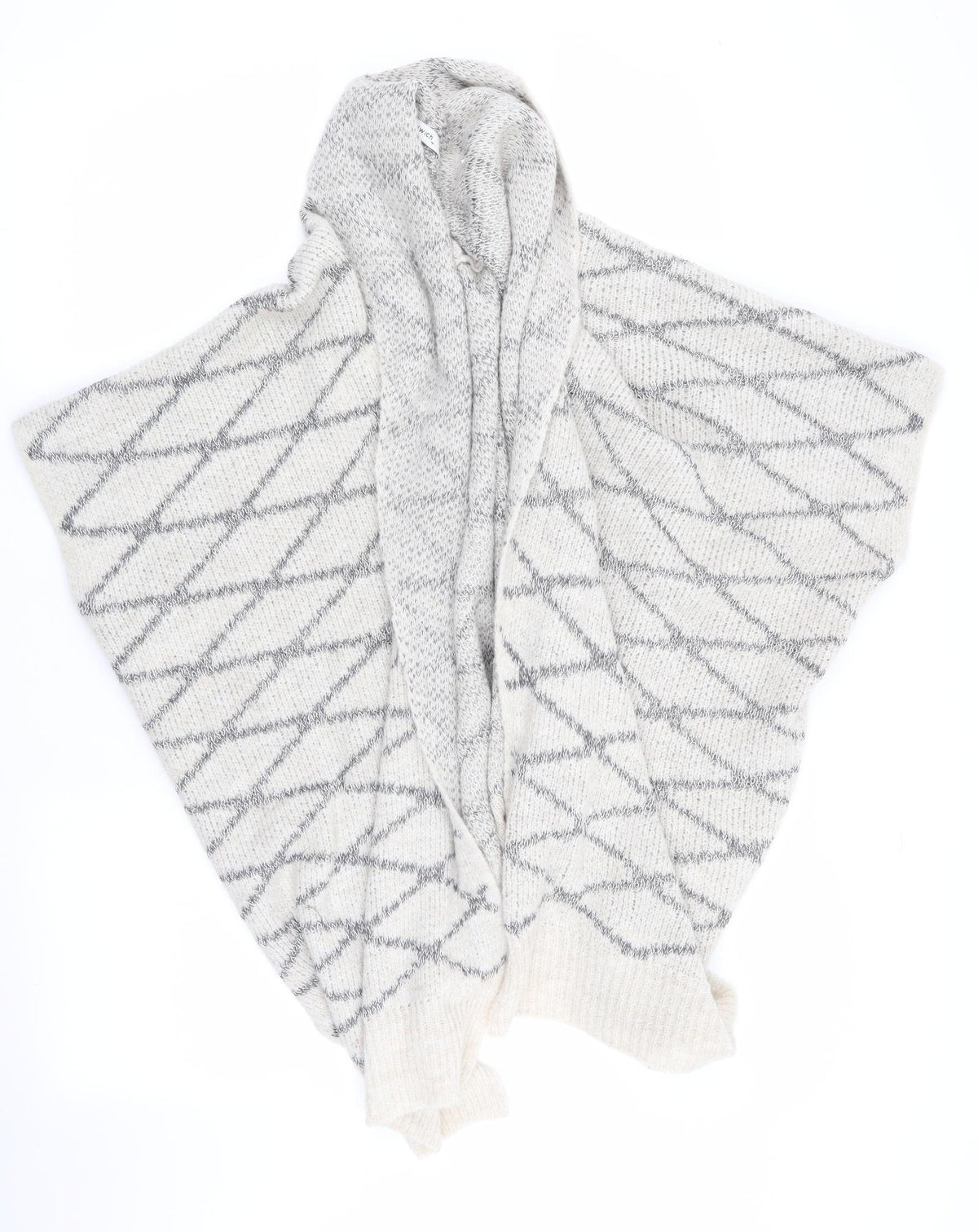 Sandwich Womens Ivory Argyle/Diamond  Overcoat Poncho Size S  - Grey on ivory