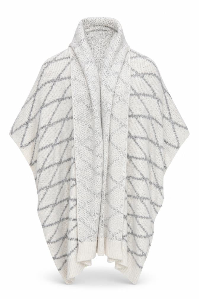 Sandwich Womens Ivory Argyle/Diamond  Overcoat Poncho Size S  - Grey on ivory