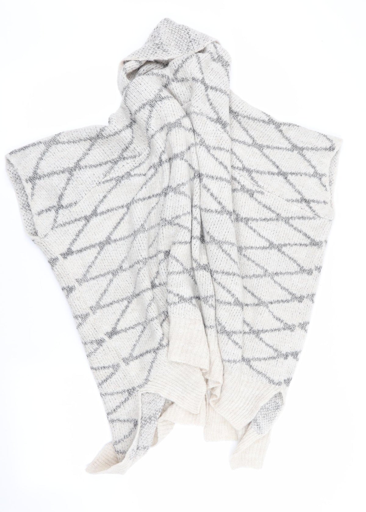 Sandwich Womens Ivory Argyle/Diamond  Overcoat Poncho Size S  - Grey on ivory