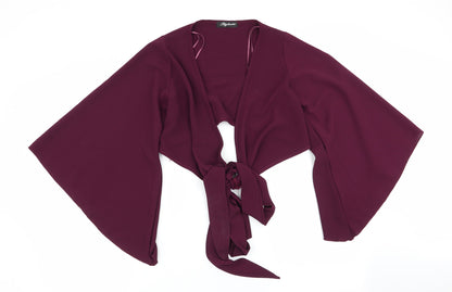 Preloved Stylewise Womens Purple   Jacket  Size 6  - Wide Sleeves Tie Front Shrug - Front