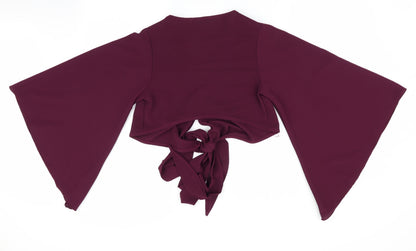 Preloved Stylewise Womens Purple   Jacket  Size 6  - Wide Sleeves Tie Front Shrug - Back