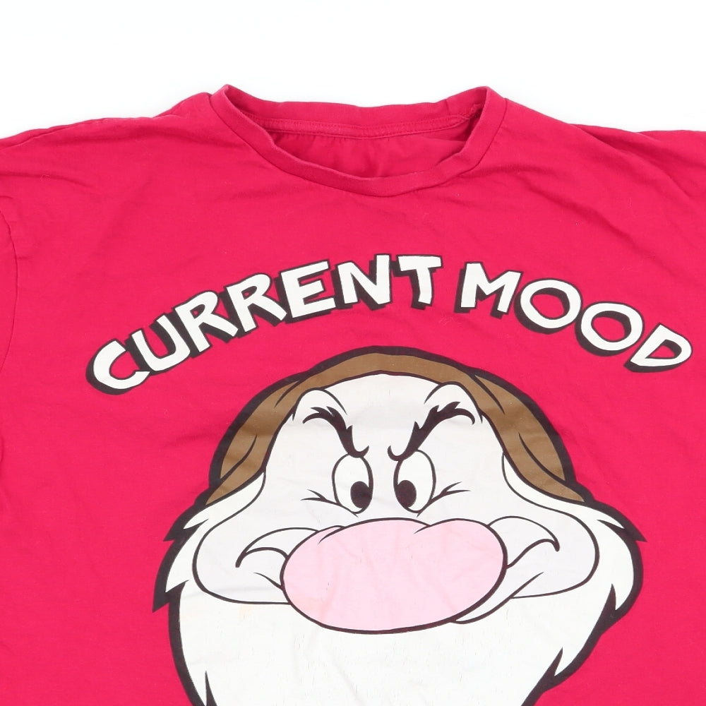 Disney Mens Red    T-Shirt   - Current Mood - Grumpy