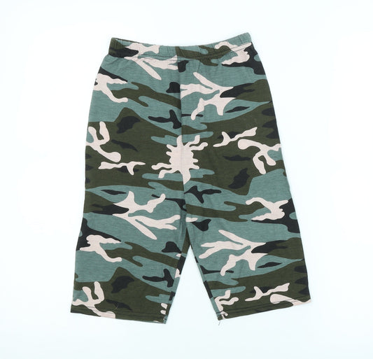 PRETTYLITTLETHING Womens Green Camouflage  Cropped Leggings Size 4