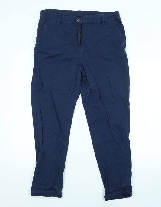 Peacocks Womens Blue Argyle/Diamond  Chino Trousers Size 12 L26 in