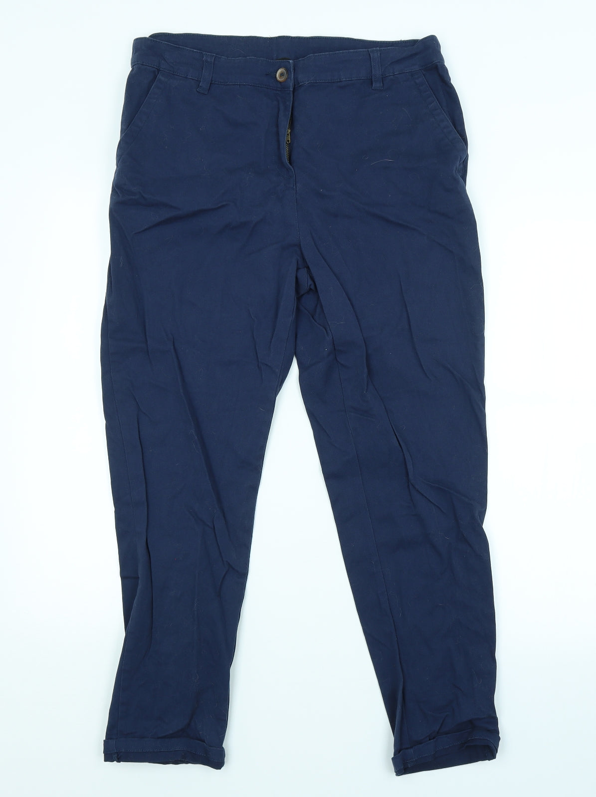 Peacocks Womens Blue Argyle/Diamond  Chino Trousers Size 12 L26 in