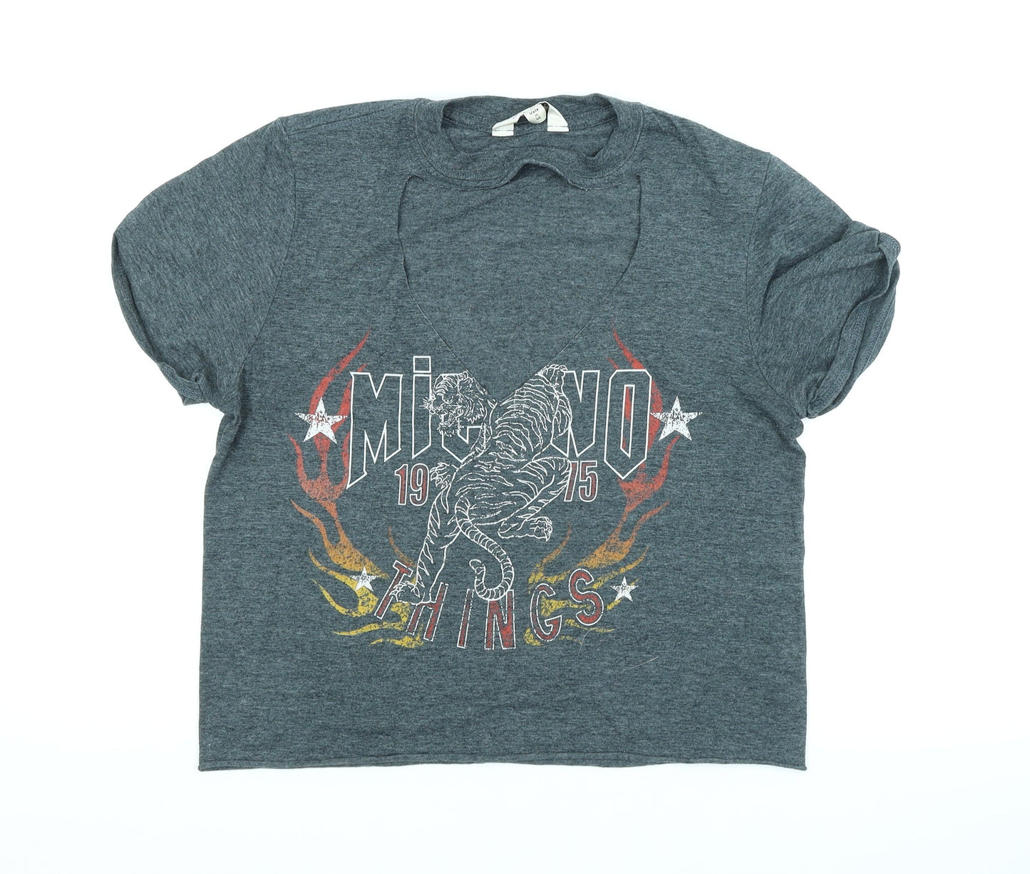 Miss Selfridge Womens Grey   Cropped T-Shirt Size S