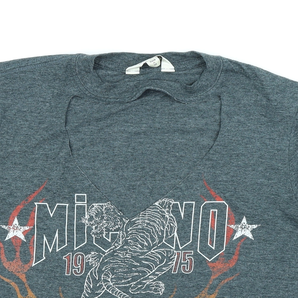 Miss Selfridge Womens Grey   Cropped T-Shirt Size S