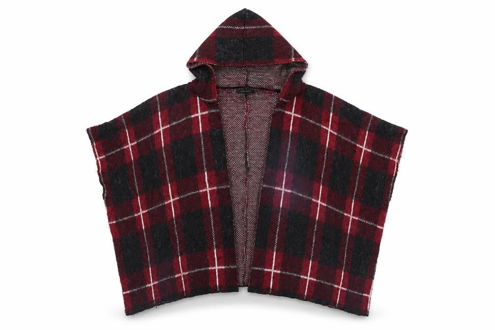 Atmosphere Womens Pink Plaid  Overcoat Poncho Size S