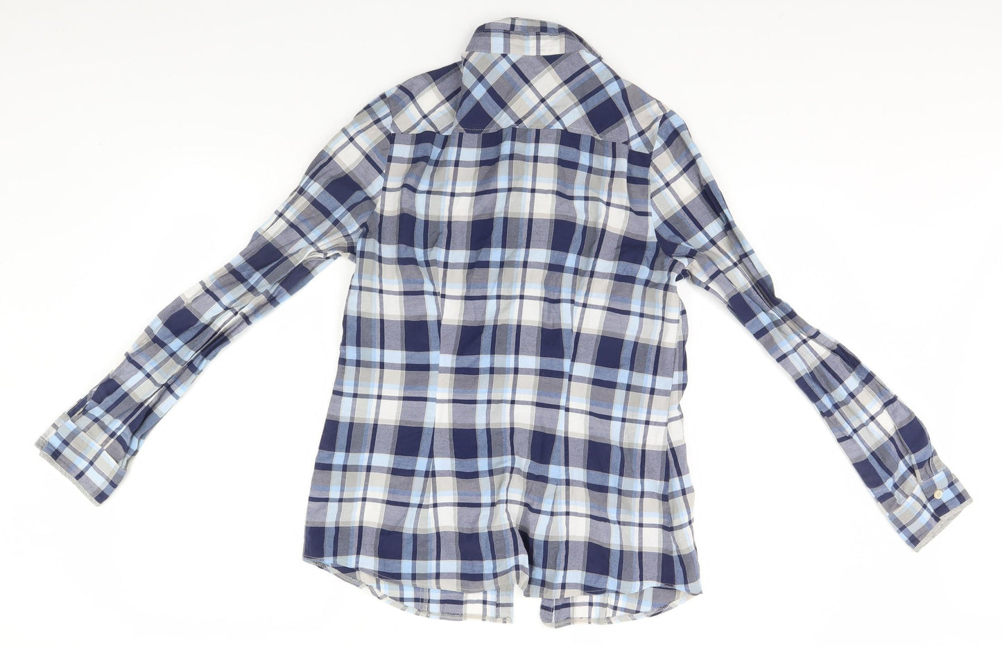My Way Womens Blue Plaid  Basic Button-Up Size 12
