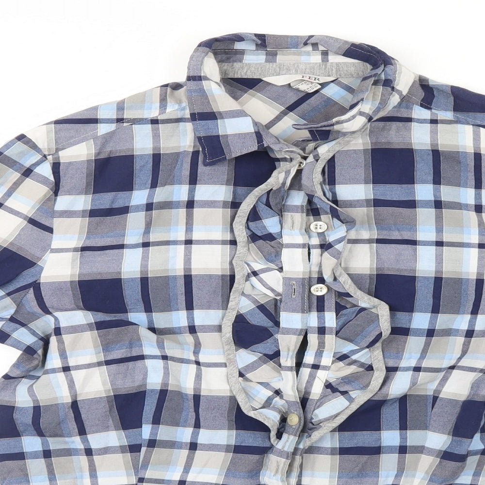 My Way Womens Blue Plaid  Basic Button-Up Size 12