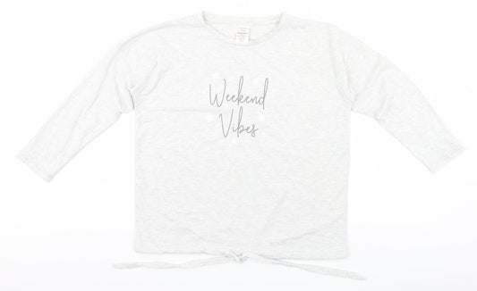 Peacocks Womens Grey Solid  Top Pyjama Top Size 10  - Weekend Vibes