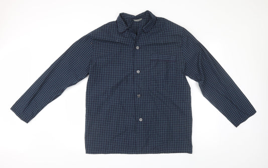 M&S Mens Blue Plaid   Button-Up Size M