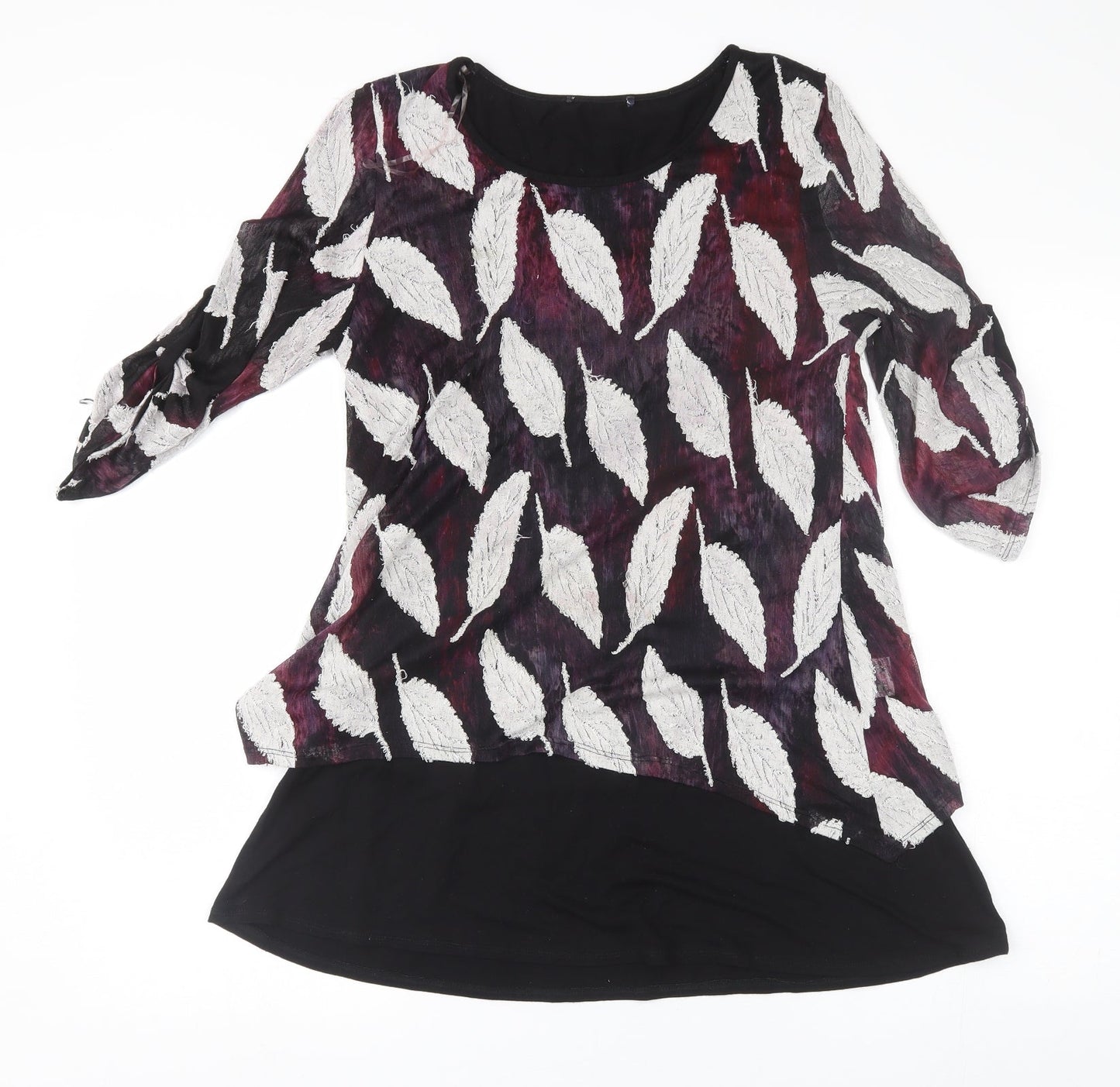Preworn Womens Purple Floral  Basic Blouse Size 12