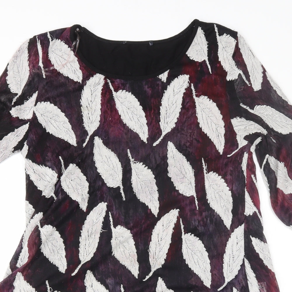 Preworn Womens Purple Floral  Basic Blouse Size 12