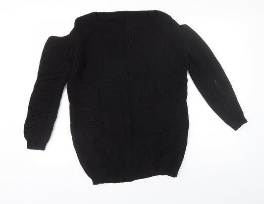 Preworn Womens Black   Pullover Jumper One Size  - shoulder cut outs