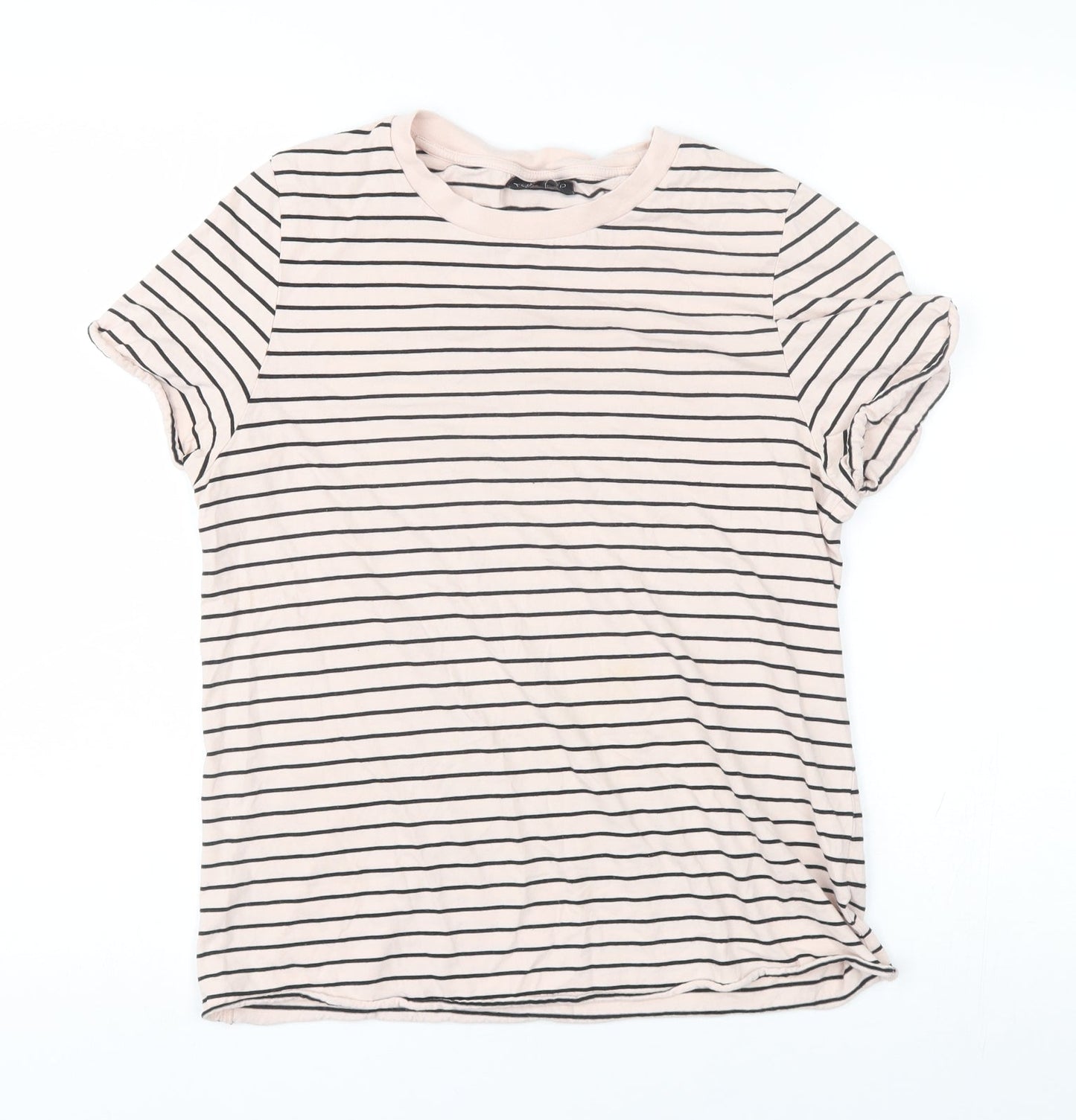 Maternity Womens Pink Striped  Basic T-Shirt Size 8