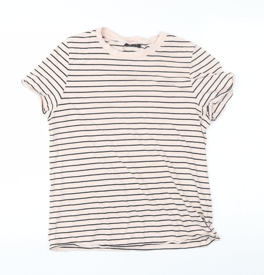 Maternity Womens Pink Striped  Basic T-Shirt Size 8