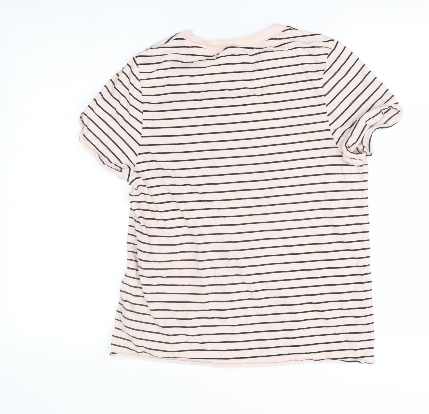 Maternity Womens Pink Striped  Basic T-Shirt Size 8
