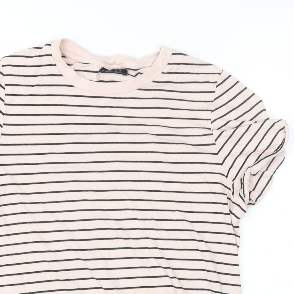 Maternity Womens Pink Striped  Basic T-Shirt Size 8