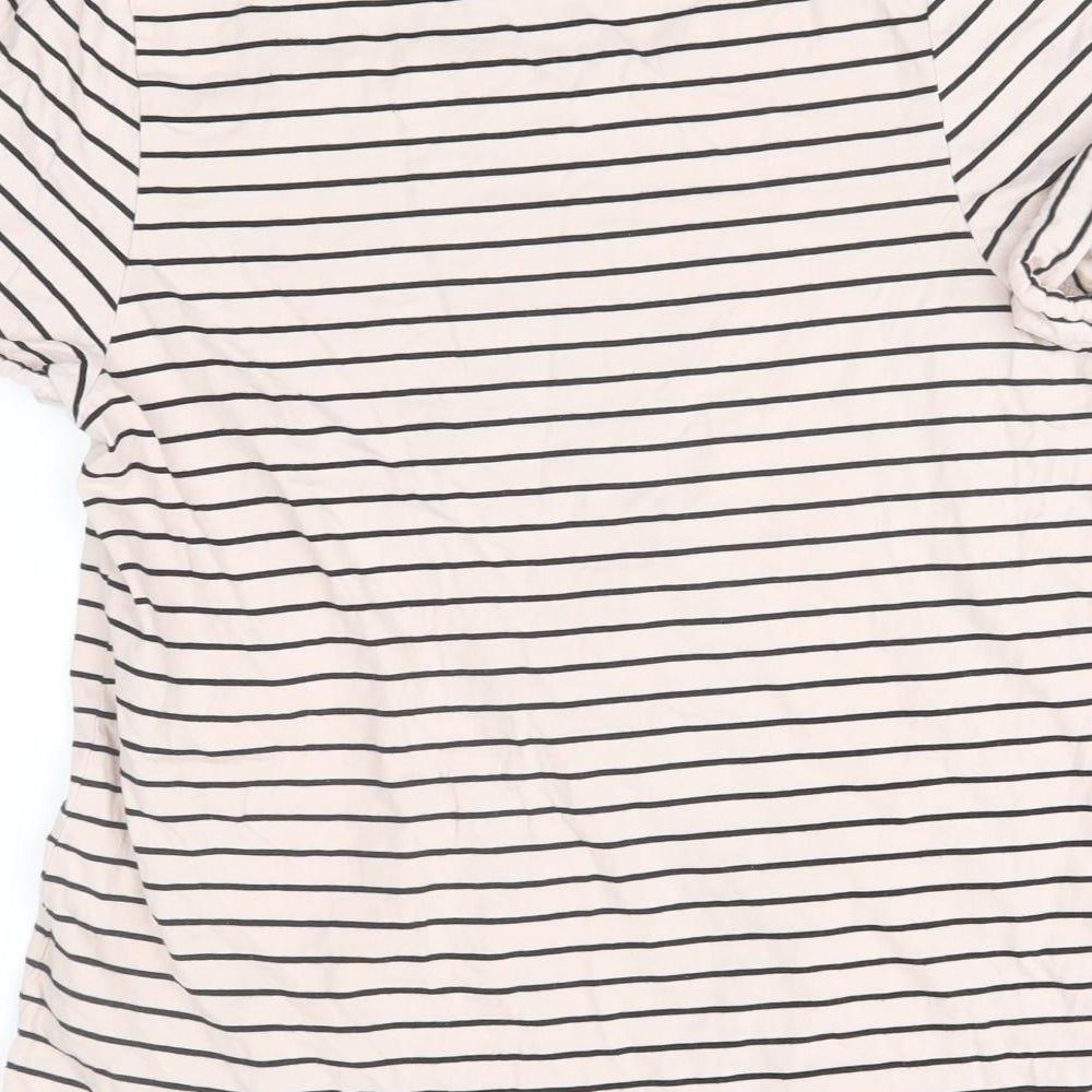 Maternity Womens Pink Striped  Basic T-Shirt Size 8