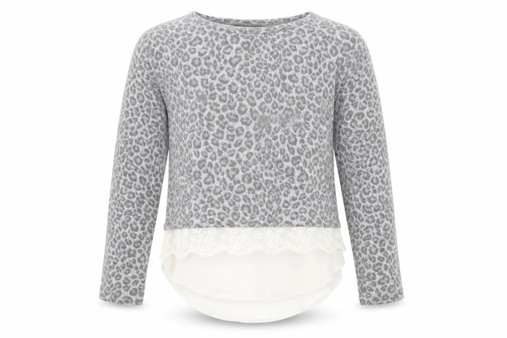 Primark Girls Grey Animal Print  Pullover Jumper Size 7-8 Years