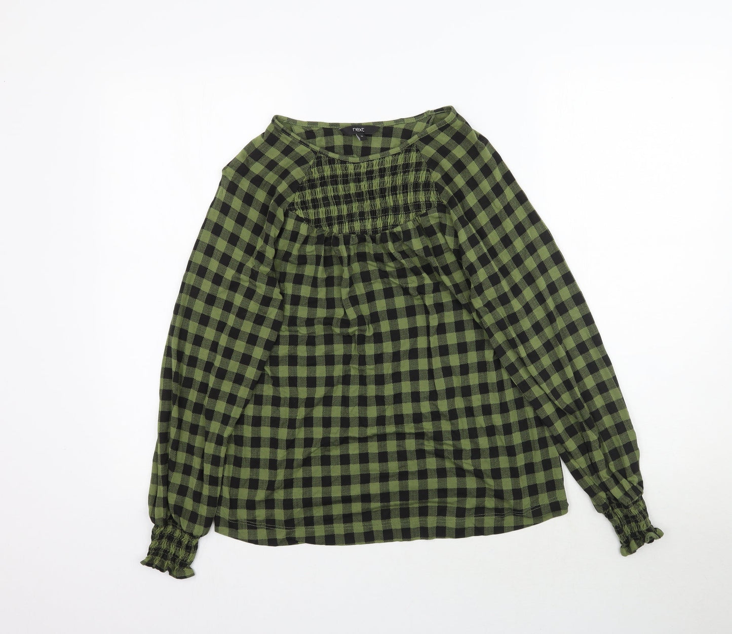 NEXT Womens Green Plaid  Basic Blouse Size 10
