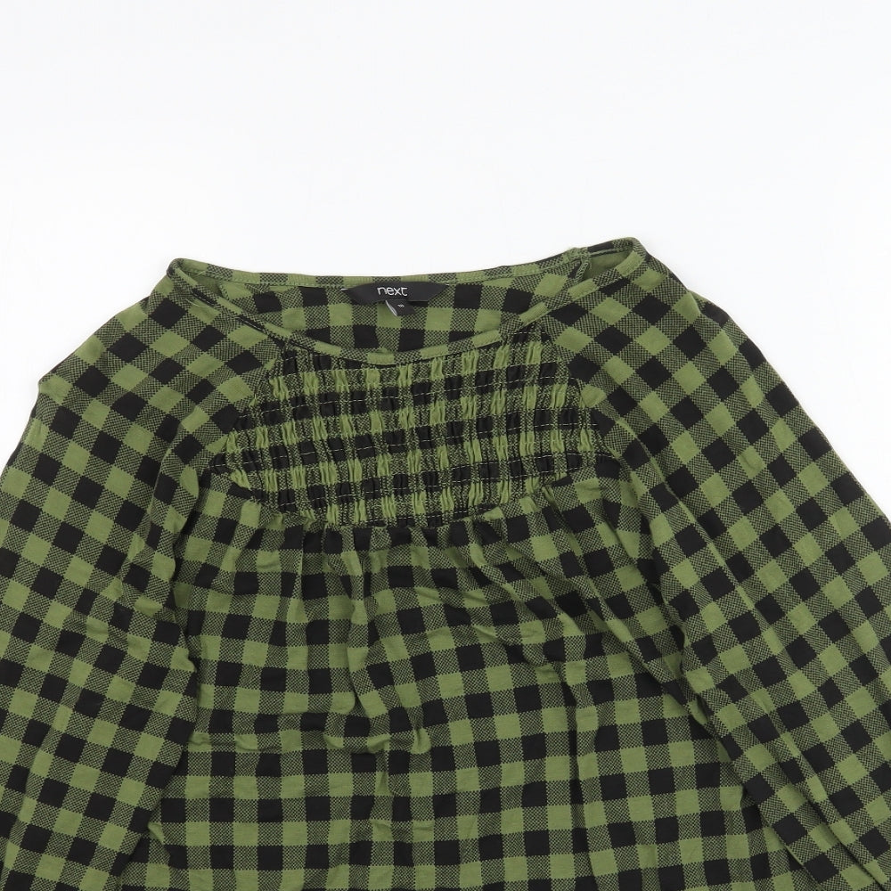 NEXT Womens Green Plaid  Basic Blouse Size 10