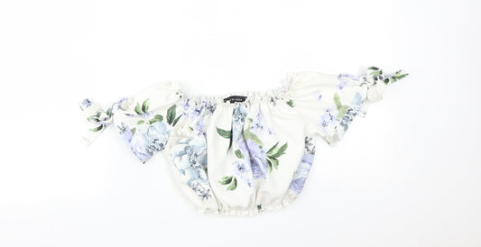 New Look Womens Multicoloured Floral  Cropped T-Shirt Size 6