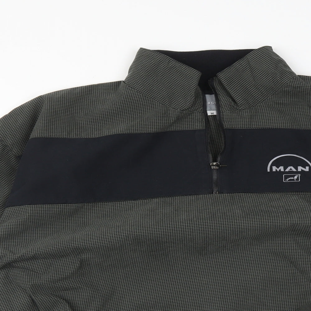 MAN Mens Green Houndstooth  Bomber Jacket Jacket Size M