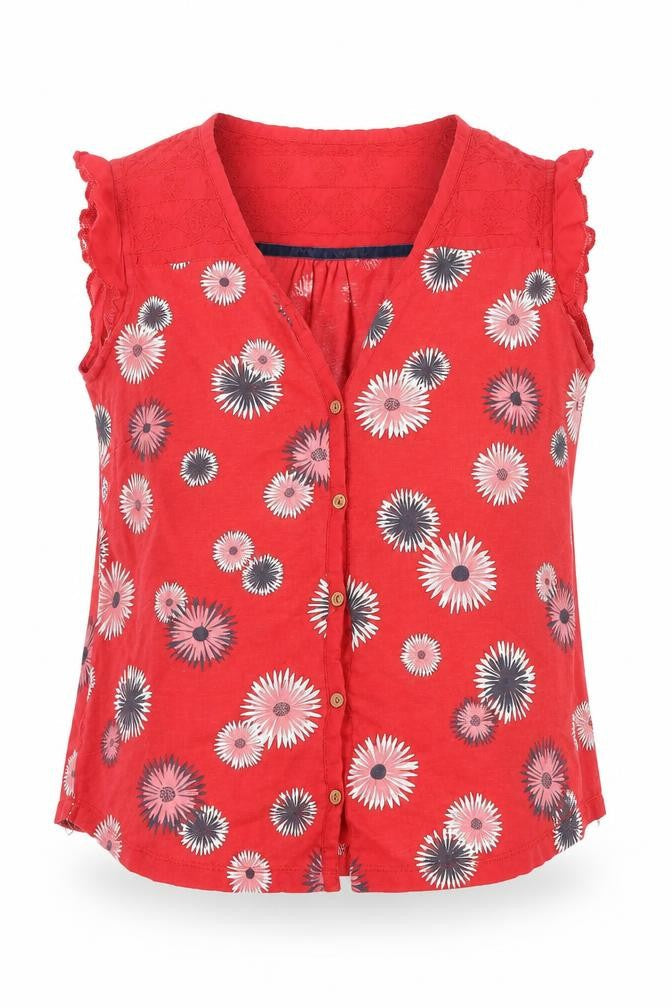 EBENHAMS Womens Red Floral  Basic T-Shirt Size 10