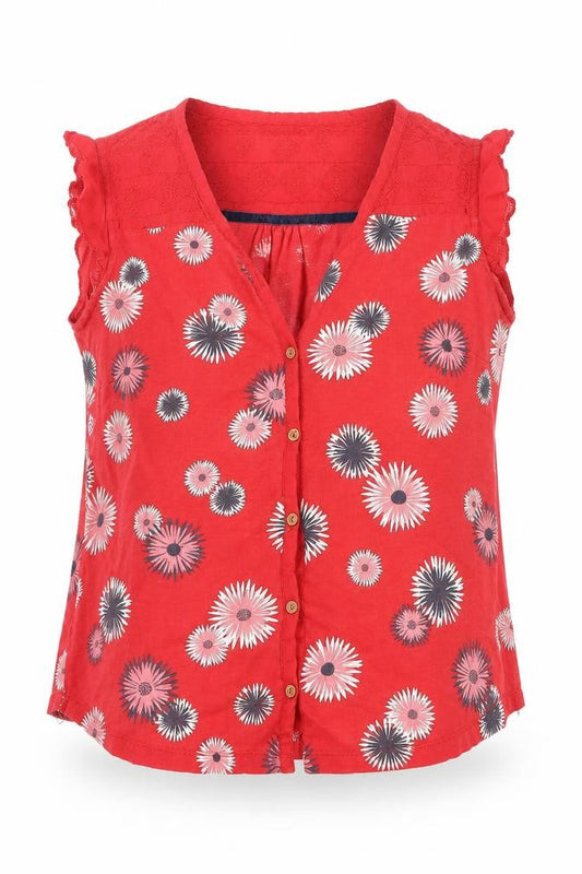 EBENHAMS Womens Red Floral  Basic T-Shirt Size 10