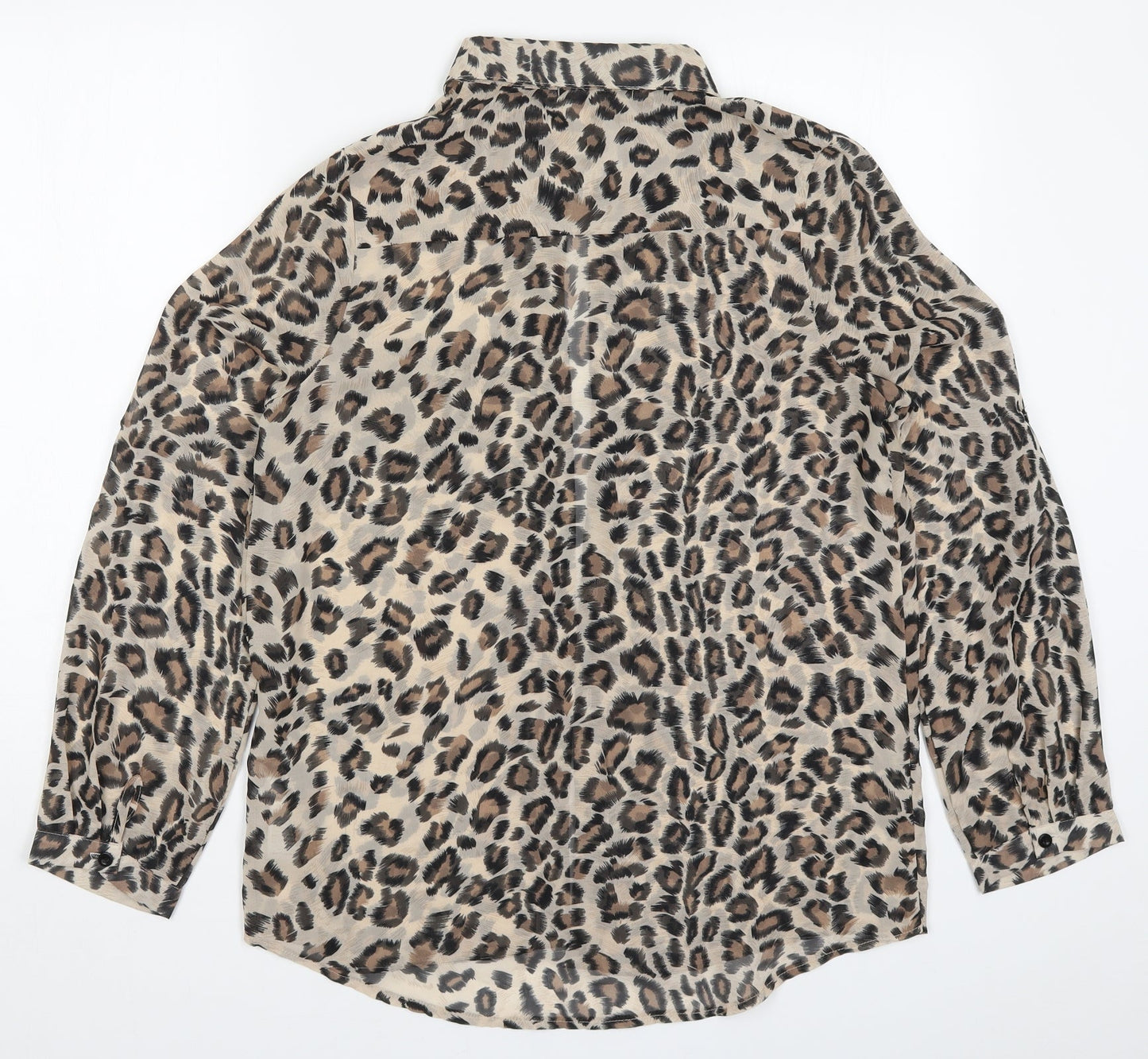 New Look Womens Brown Animal Print  Basic Button-Up Size 12