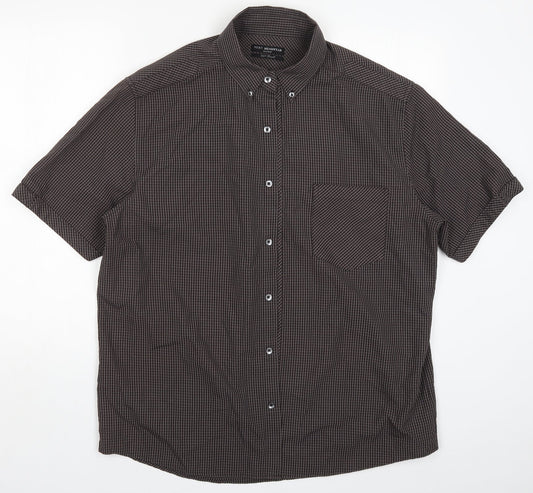 NEXT Mens Brown Check   Button-Up Size XL