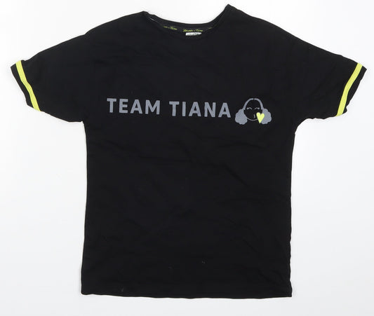 George Girls Black   Basic T-Shirt Size 9-10 Years  - Team Tiana