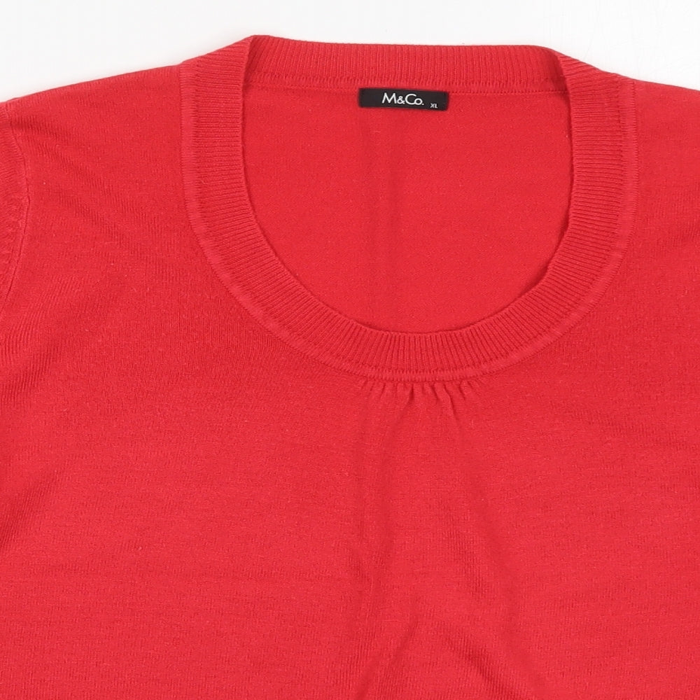 M&Co Womens Red  Knit Pullover Jumper Size XL