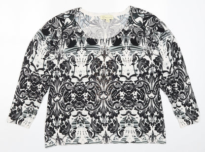 Decathlon Womens Black Geometric Knit Pullover Jumper Size 2XL  - Batik