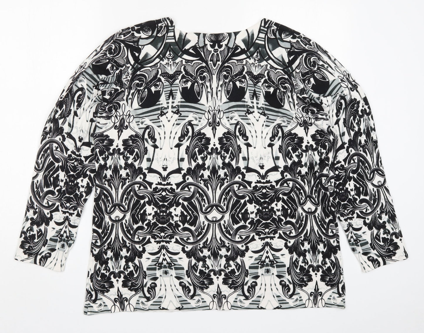 Decarte Womens Black Geometric Knit Pullover Jumper Size 2XL  - Batik