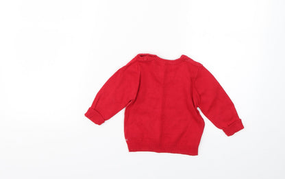 Marks & Spencer Baby Red Geometric  Pullover Jumper Size 9-12 Months
