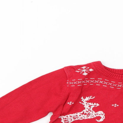 Marks & Spencer Baby Red Geometric  Pullover Jumper Size 9-12 Months