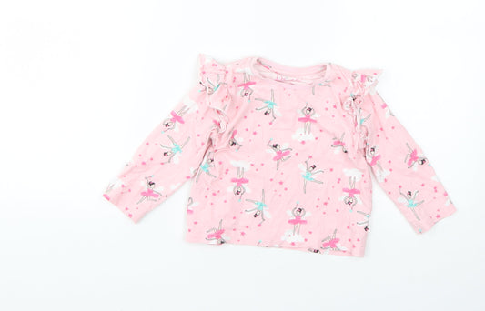 Matalan Baby Pink Floral  Basic T-Shirt Size 12 Months