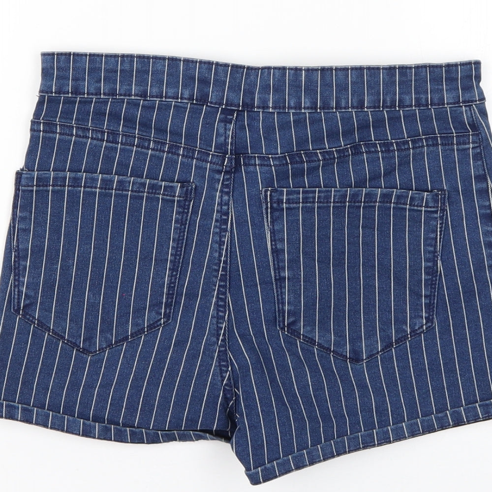Denim & Co. Womens Blue Striped  Chino Shorts Size 10