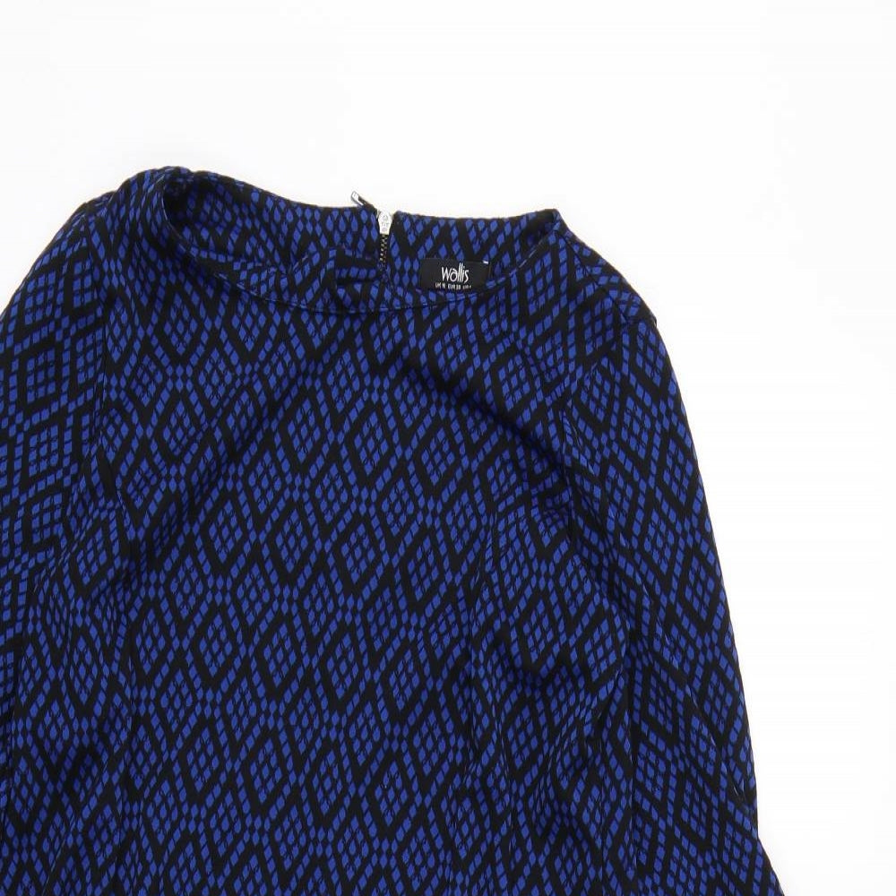 Wallis Womens Blue Geometric  Fit & Flare  Size 10