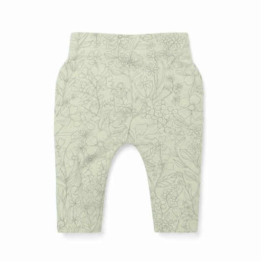 George Girls Green Floral  Jogger Leggings Size 0-3 Months  - Waist 14in; Inside  leg 5in