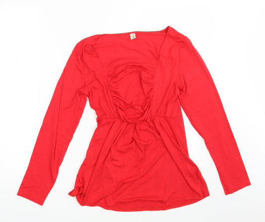 Wucaiyi Womens Red   T-Shirt Dress  Size M