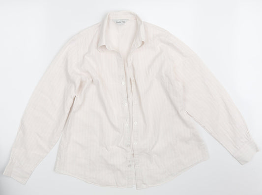 Double TWO Womens Pink Striped  Basic Button-Up Size 16