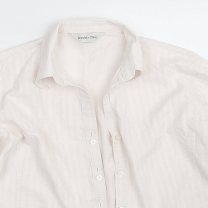 Preloved Double TWO Womens Pink Striped  Basic Button-Up Size 16 - Detail